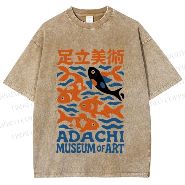 Unisex Koi Fish Museum of Art Printed Washed Tee