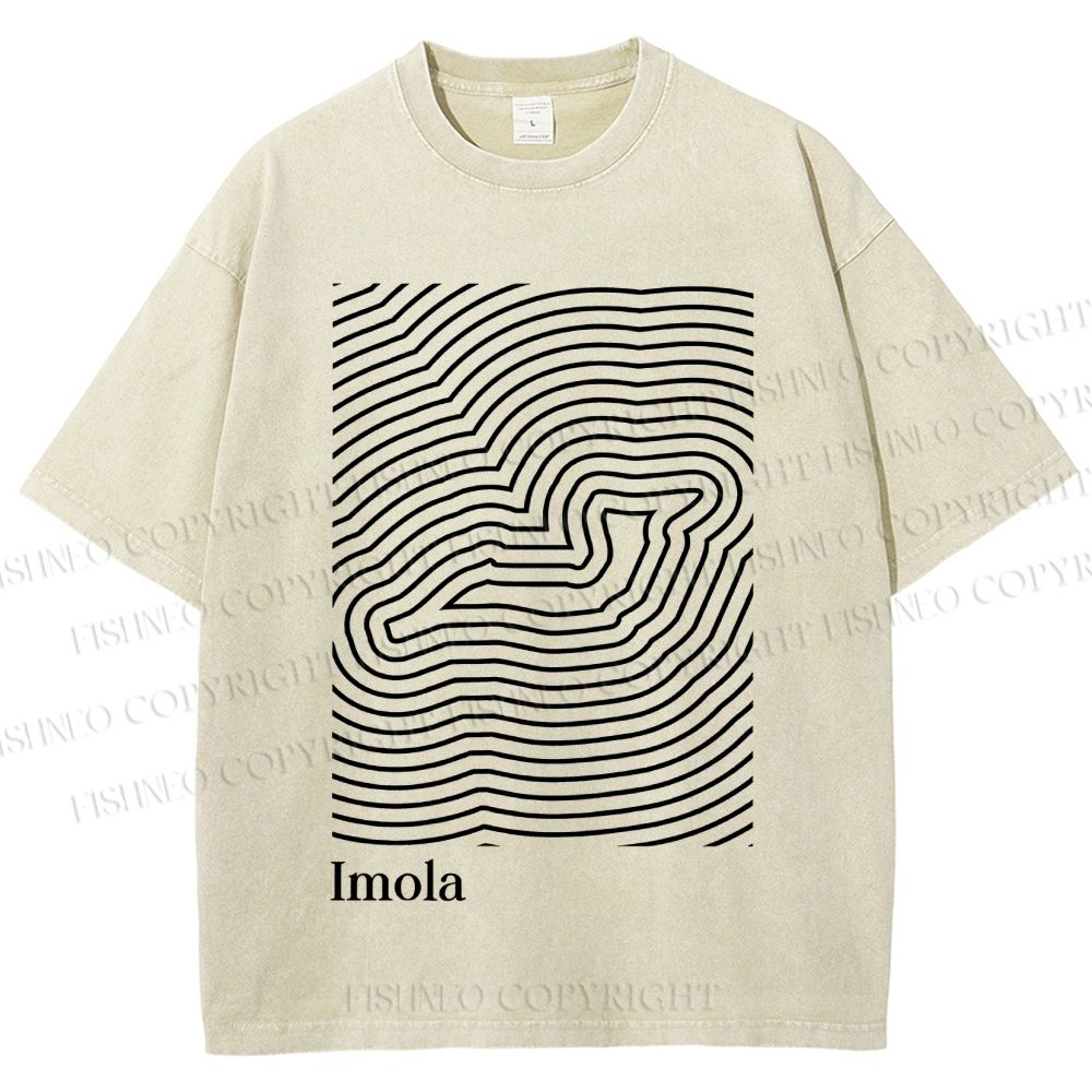 Unisex Imola Line Art Printed Washed Tee