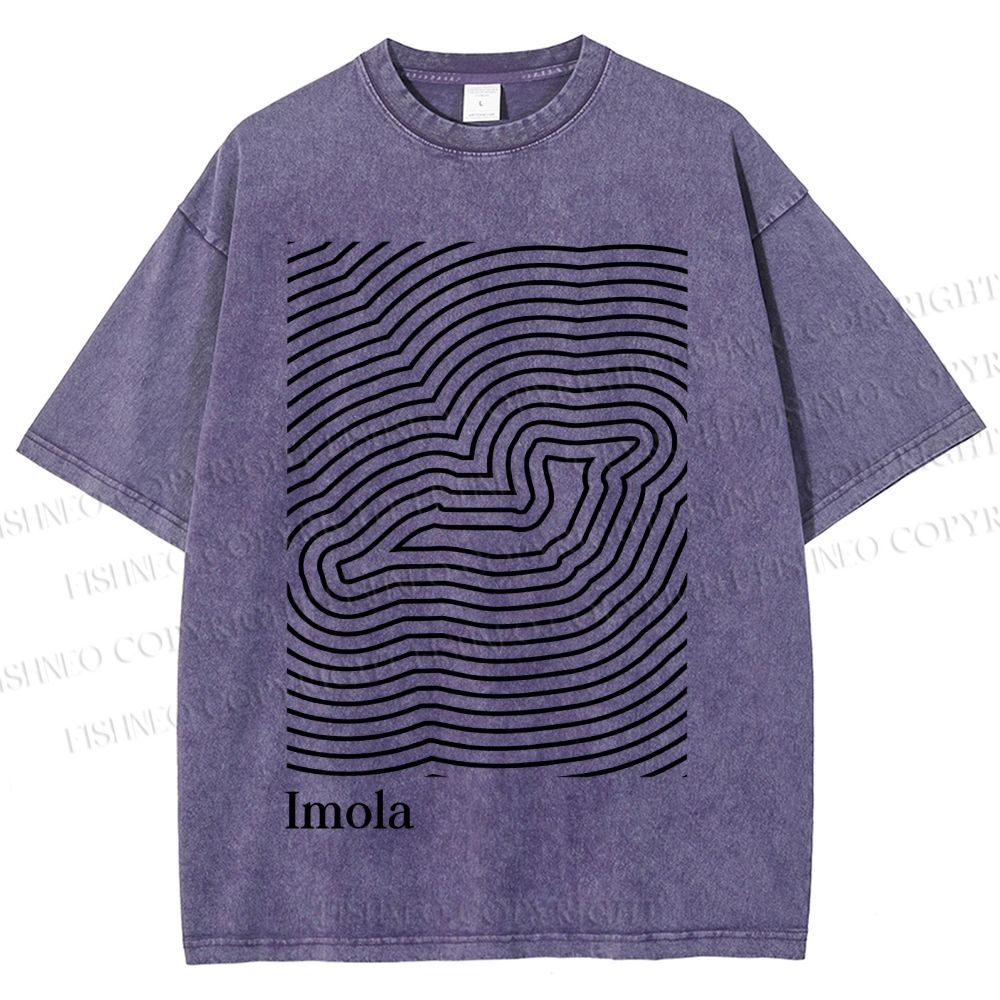 Unisex Imola Line Art Printed Washed Tee