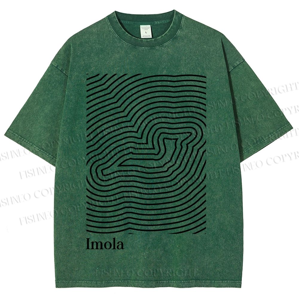 Unisex Imola Line Art Printed Washed Tee