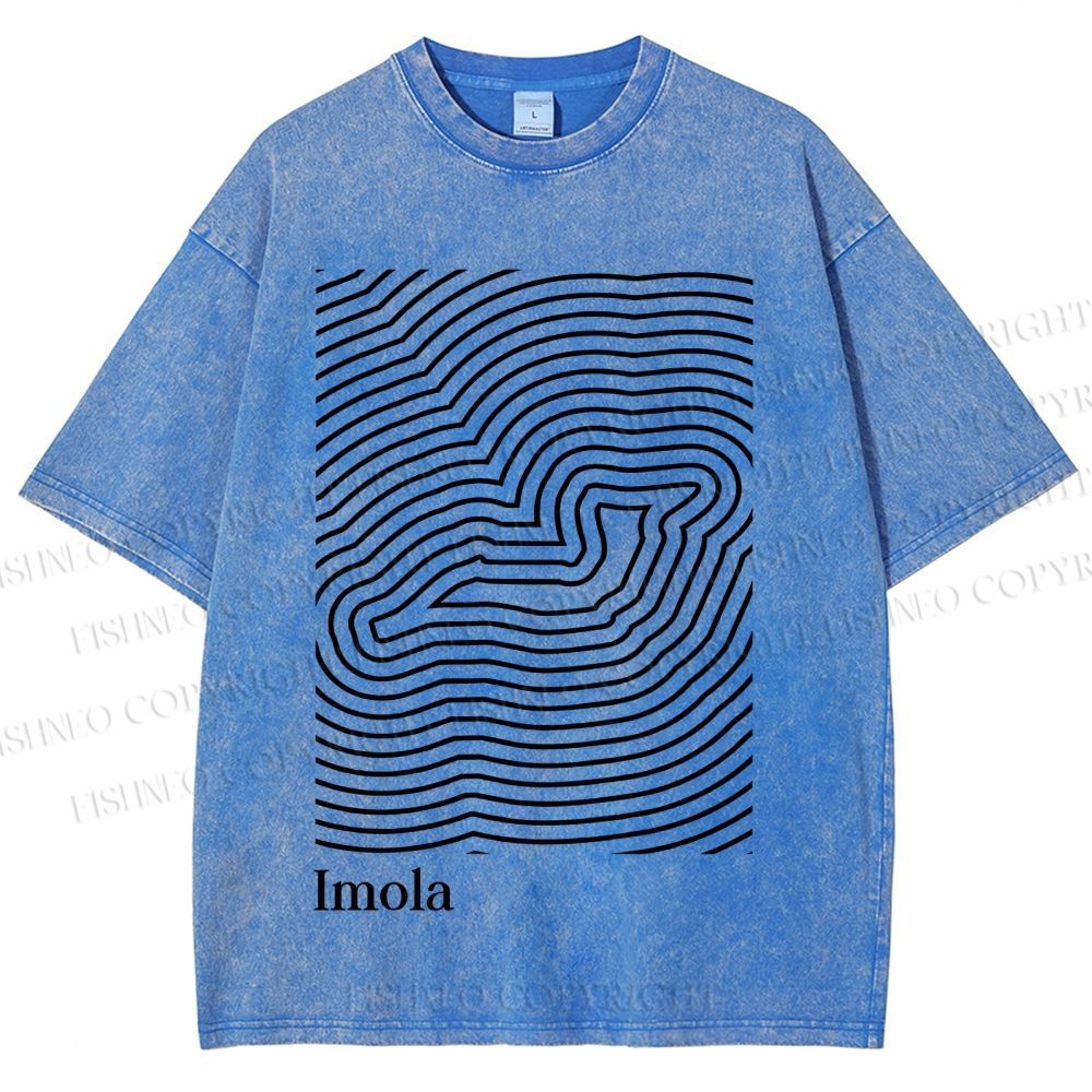Unisex Imola Line Art Printed Washed Tee