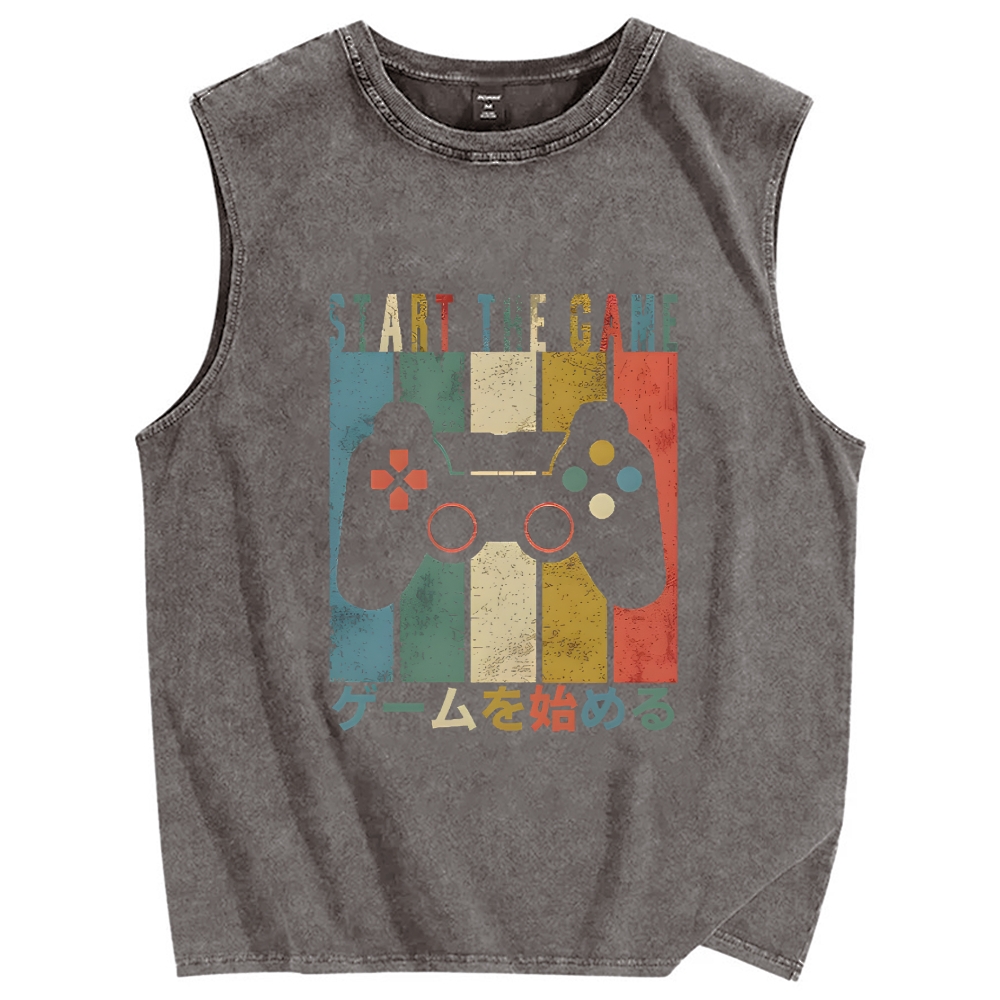 START THE GAME Vintage Distressed Washed Tank Top