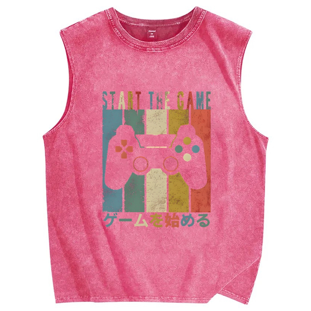 START THE GAME Vintage Distressed Washed Tank Top