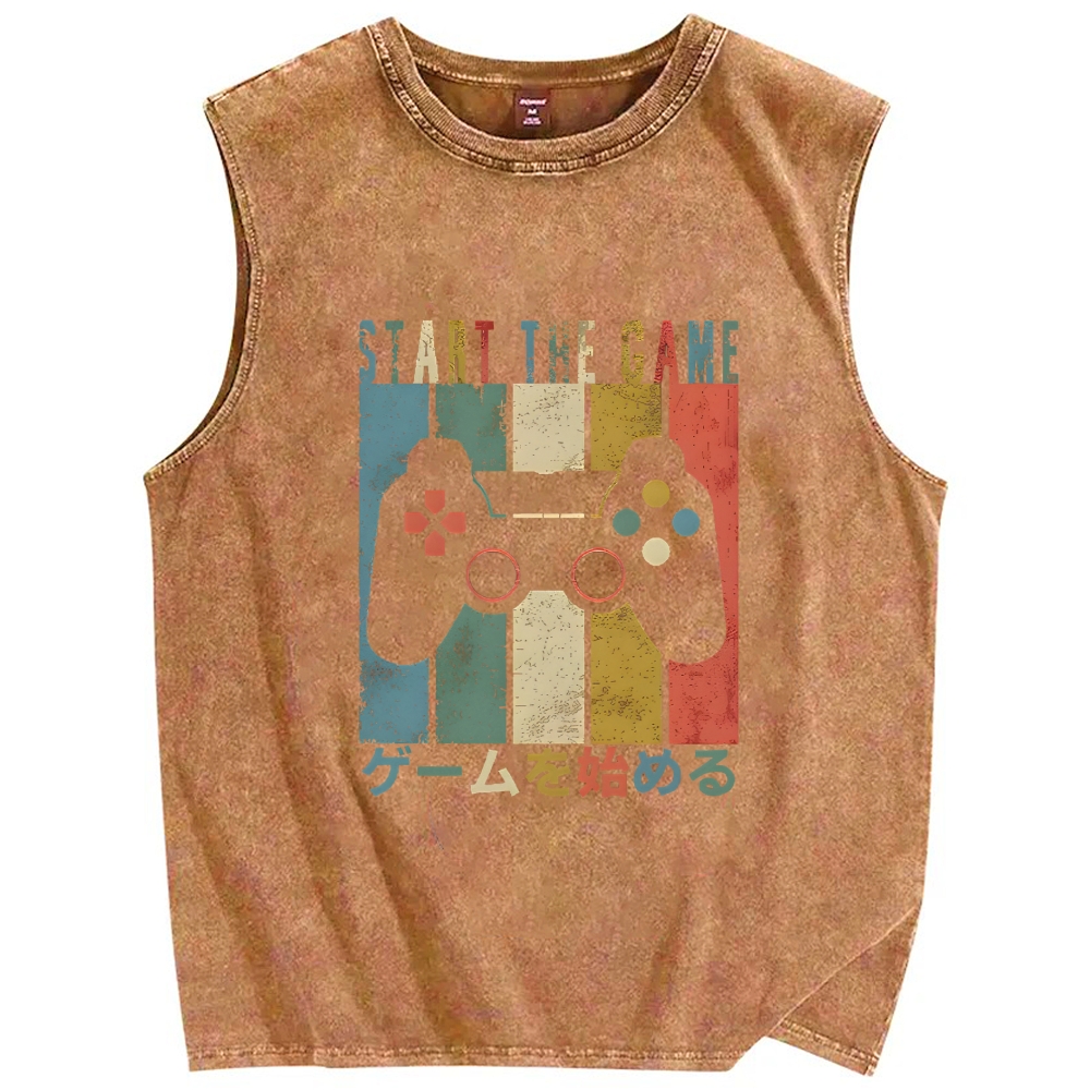 START THE GAME Vintage Distressed Washed Tank Top