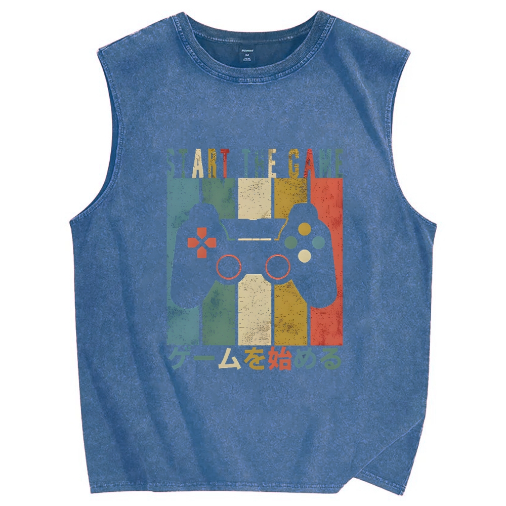 START THE GAME Vintage Distressed Washed Tank Top