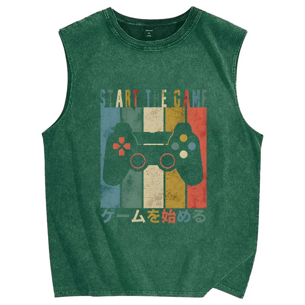 START THE GAME Vintage Distressed Washed Tank Top