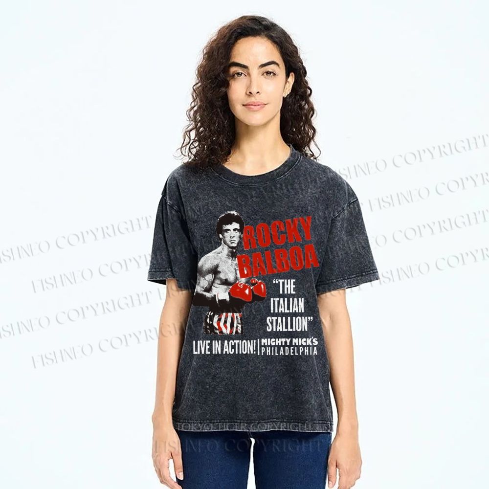 Unisex Rocky: Rocky Balboa Printed Washed Tee