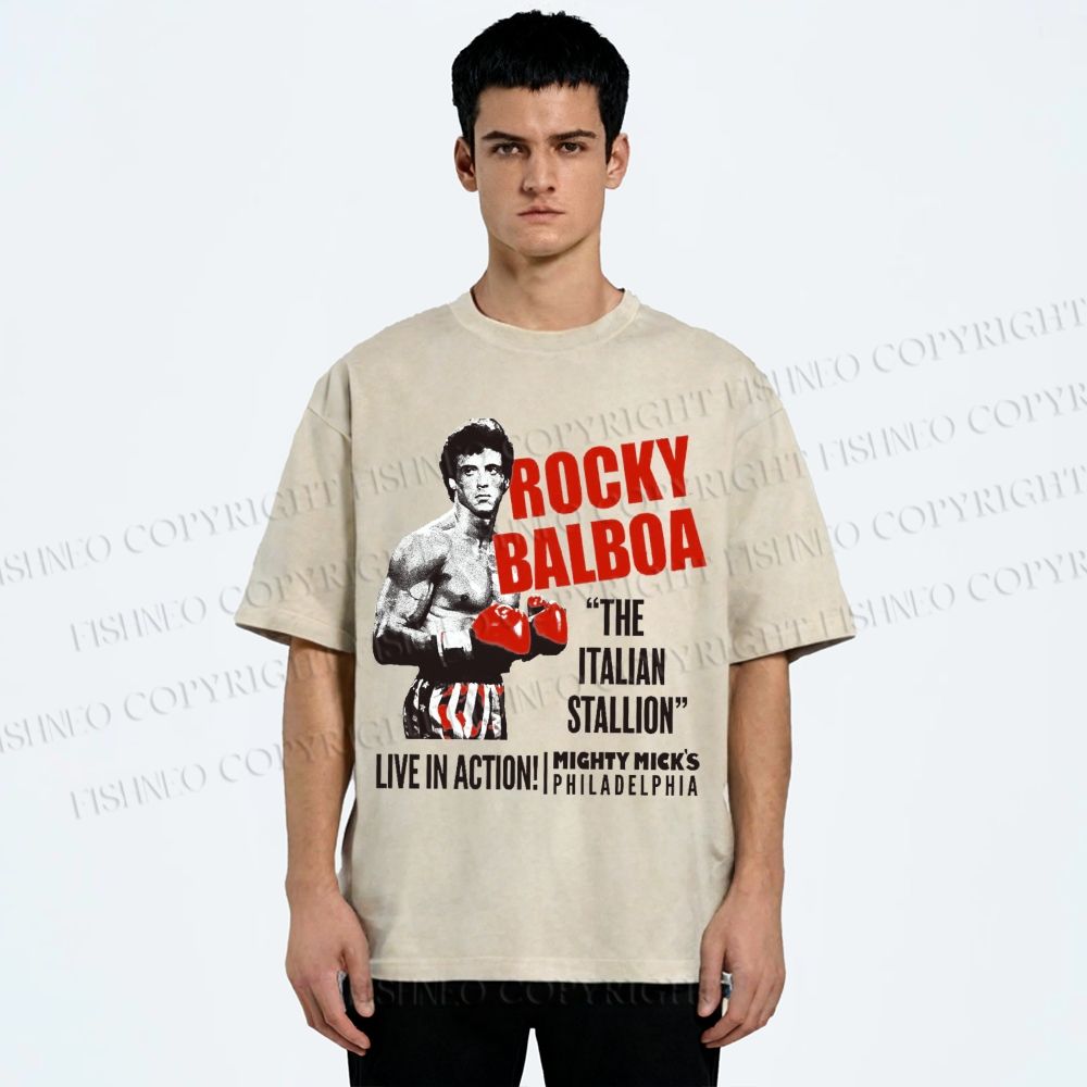 Unisex Rocky: Rocky Balboa Printed Washed Tee