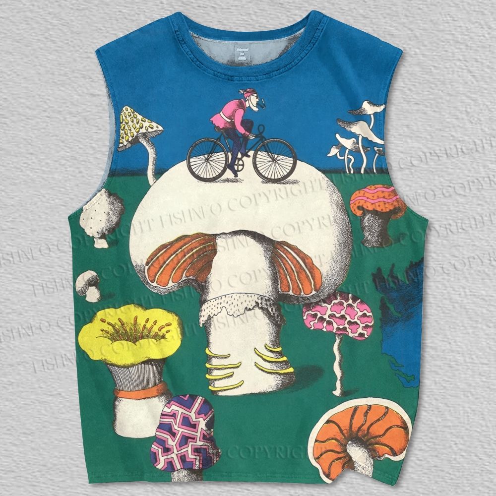 Unisex Vintage Weird Giant Mushroom Printed Tank Top