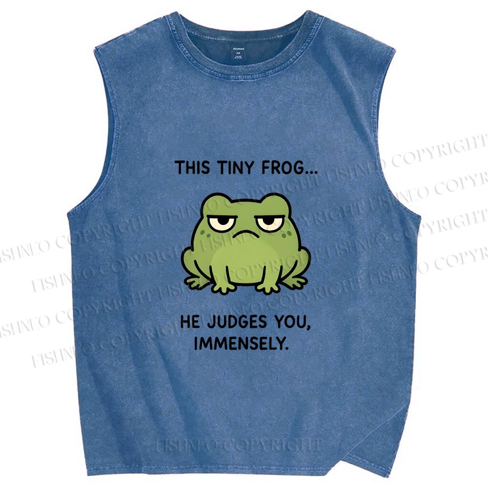 Unisex Frog Judges You Meme Printed Washed Tank Top