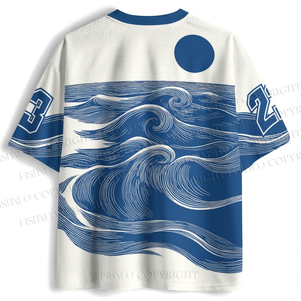 Mt. Fuji With Waves Printed Jersey Shirts