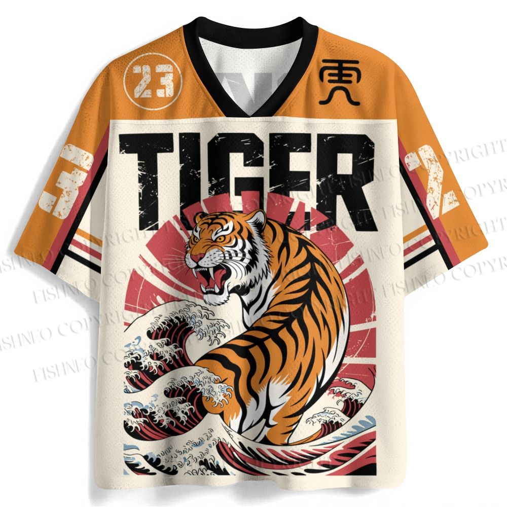 Japanese Wave Tiger  Printed Jersey Shirts
