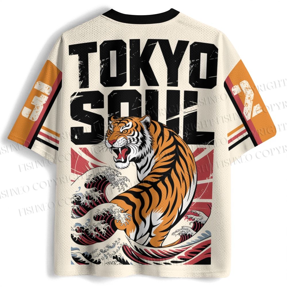Japanese Wave Tiger  Printed Jersey Shirts