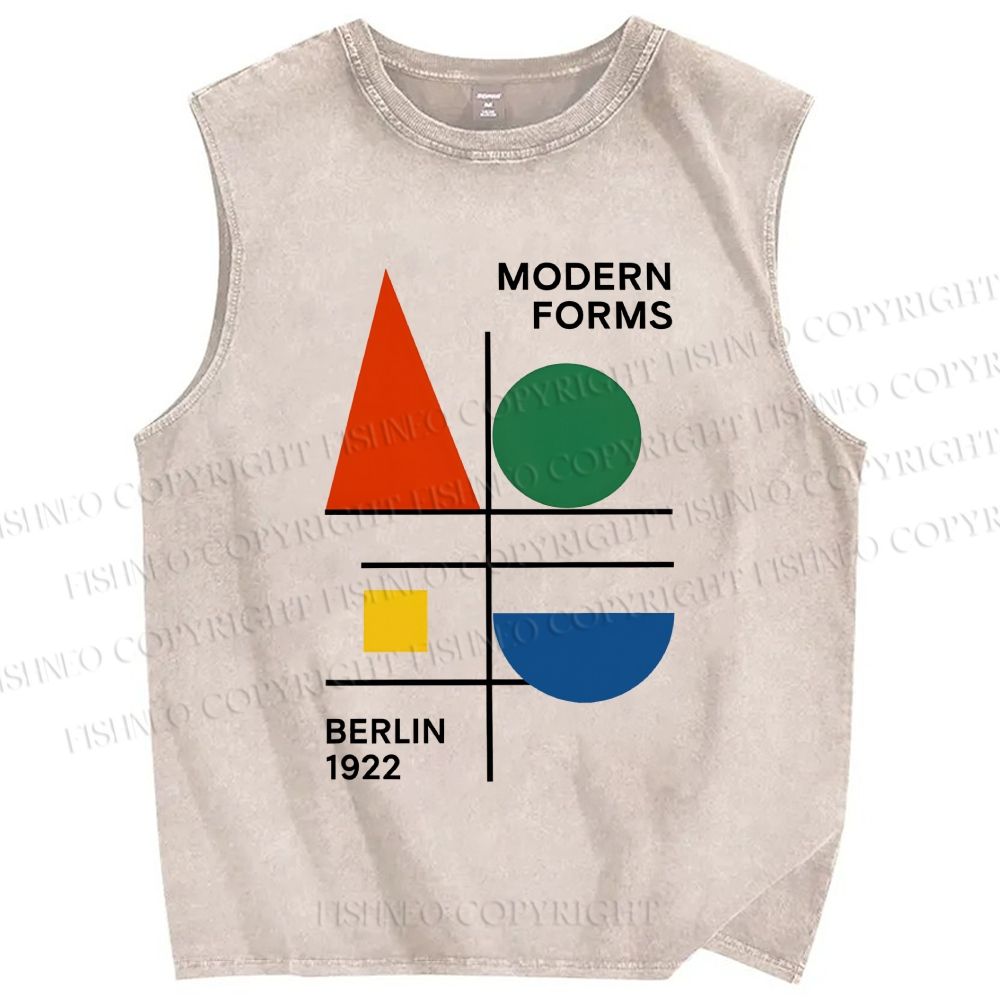 Unisex Geometric Printed Washed Tank Top