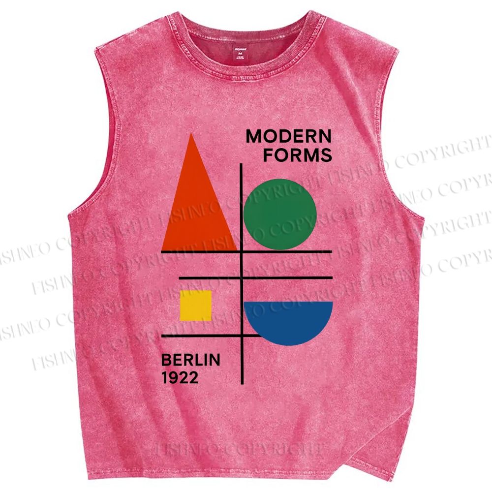 Unisex Geometric Printed Washed Tank Top