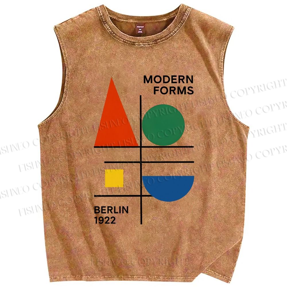 Unisex Geometric Printed Washed Tank Top