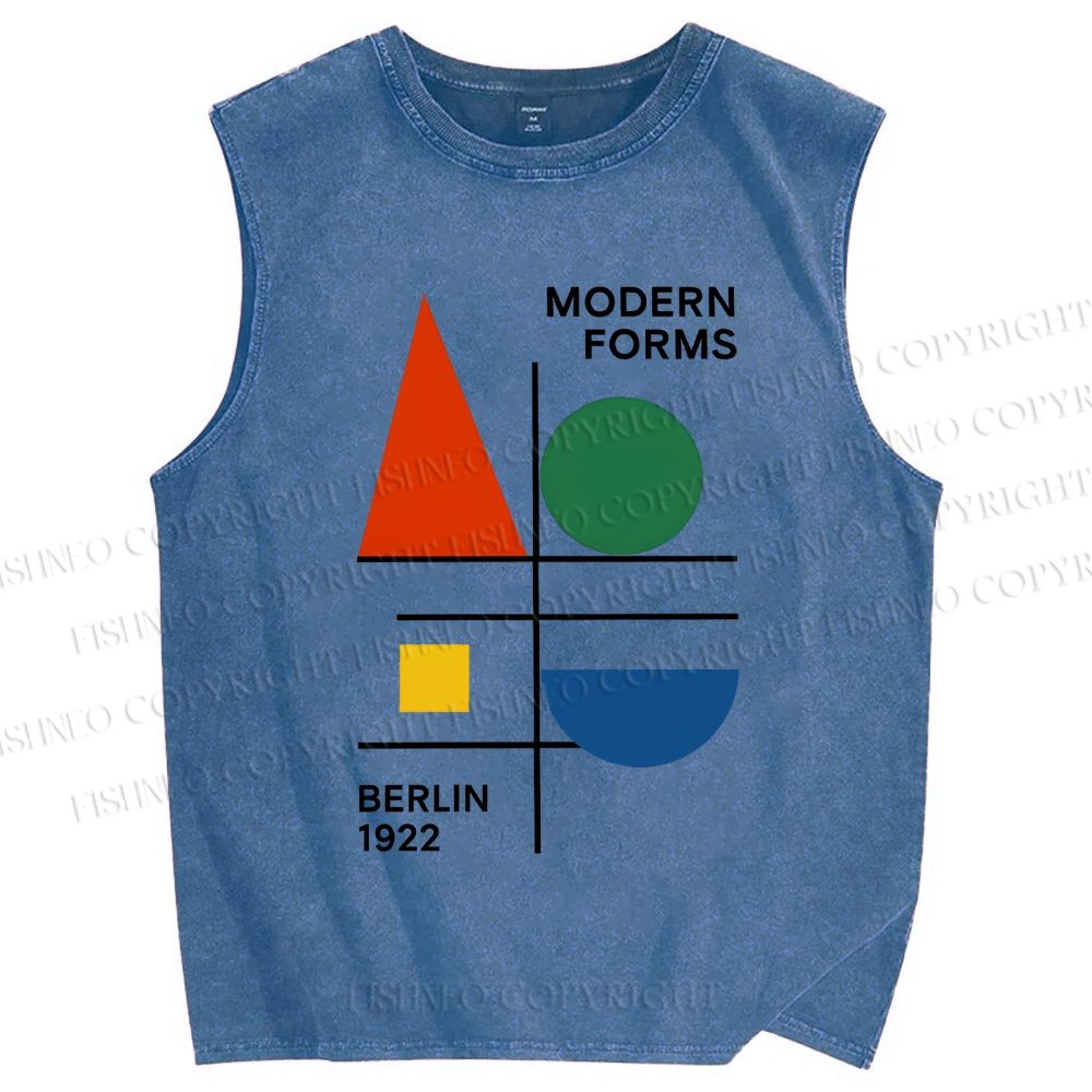 Unisex Geometric Printed Washed Tank Top