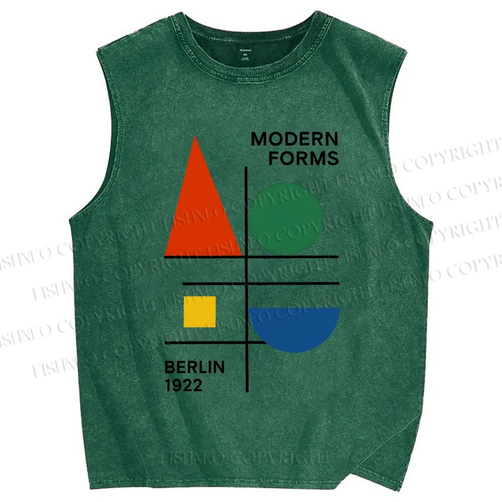 Unisex Geometric Printed Washed Tank Top