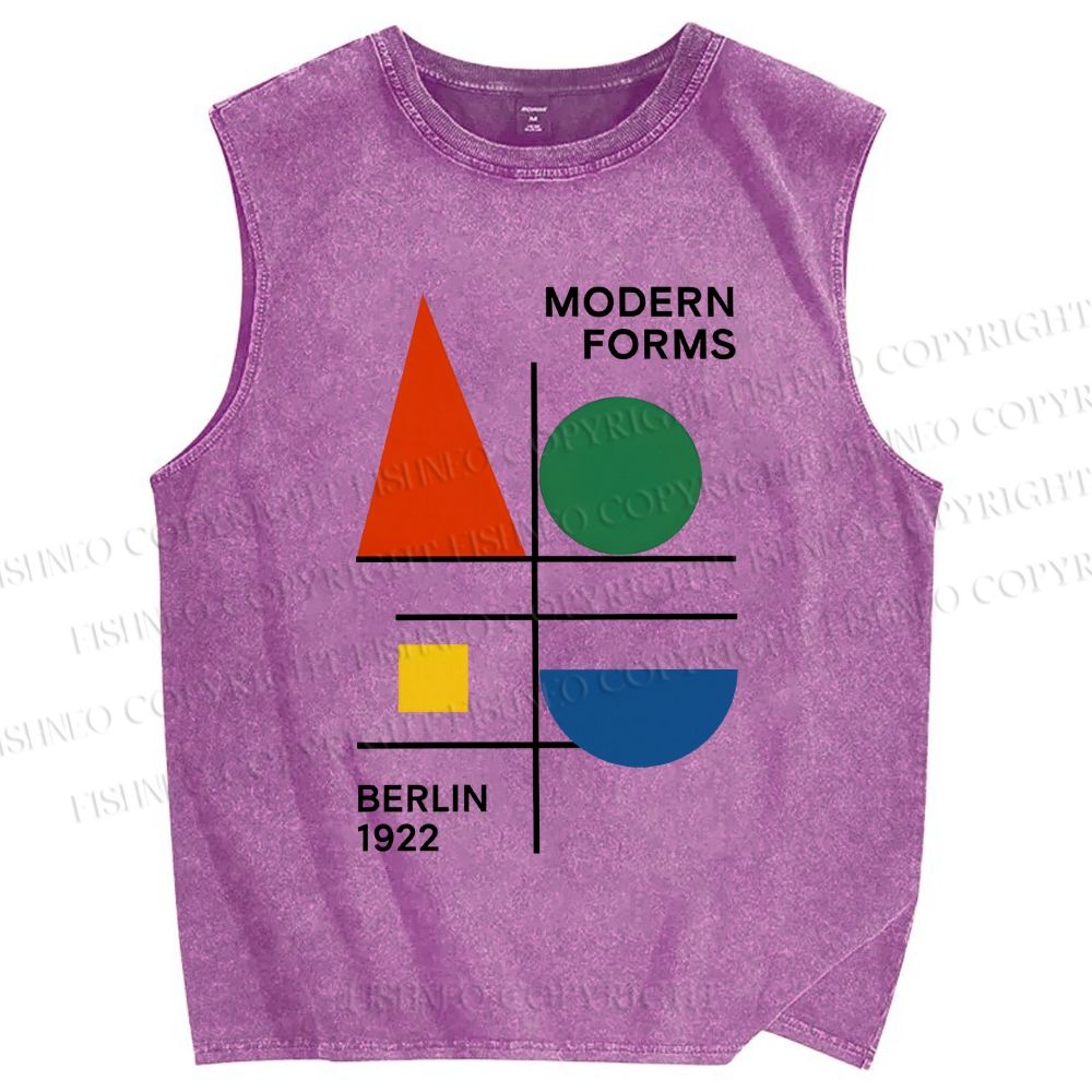 Unisex Geometric Printed Washed Tank Top