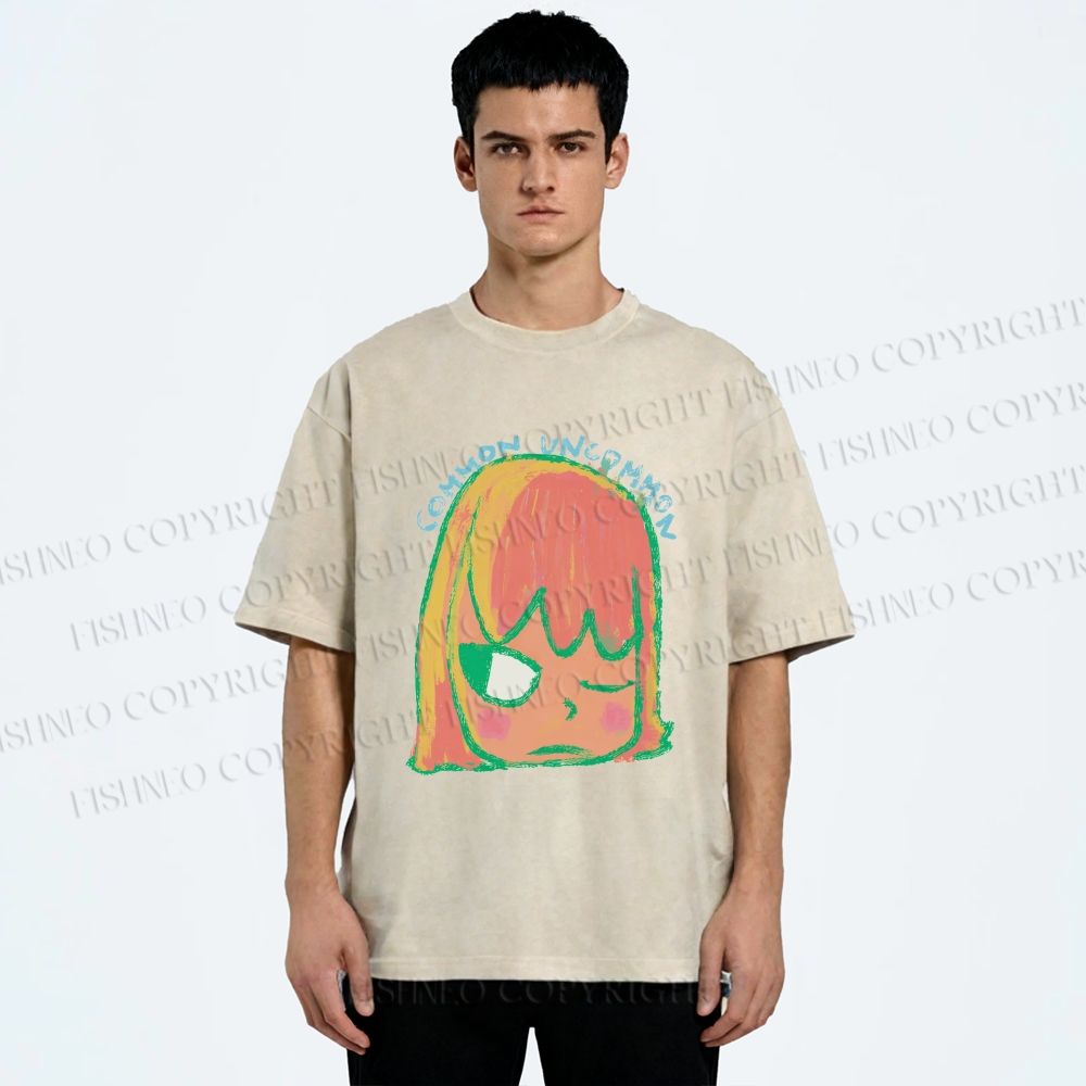 Unisex Yoshitomo Nara Dolls Printed Washed Tee