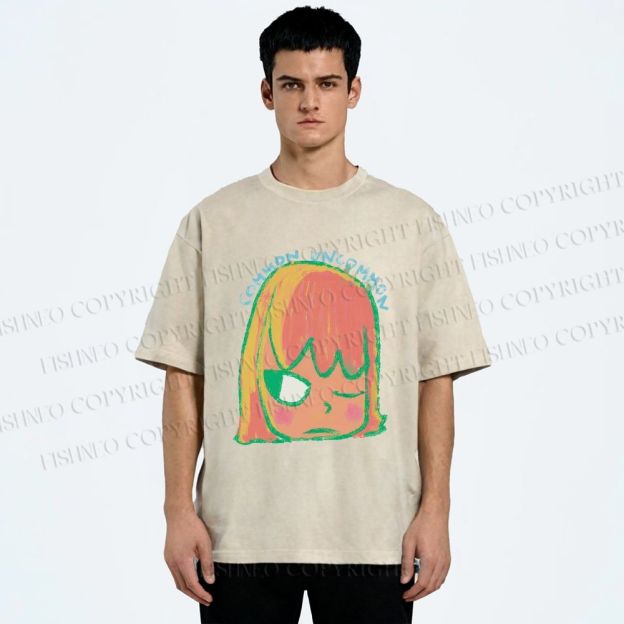 Unisex Yoshitomo Nara Dolls Printed Washed Tee