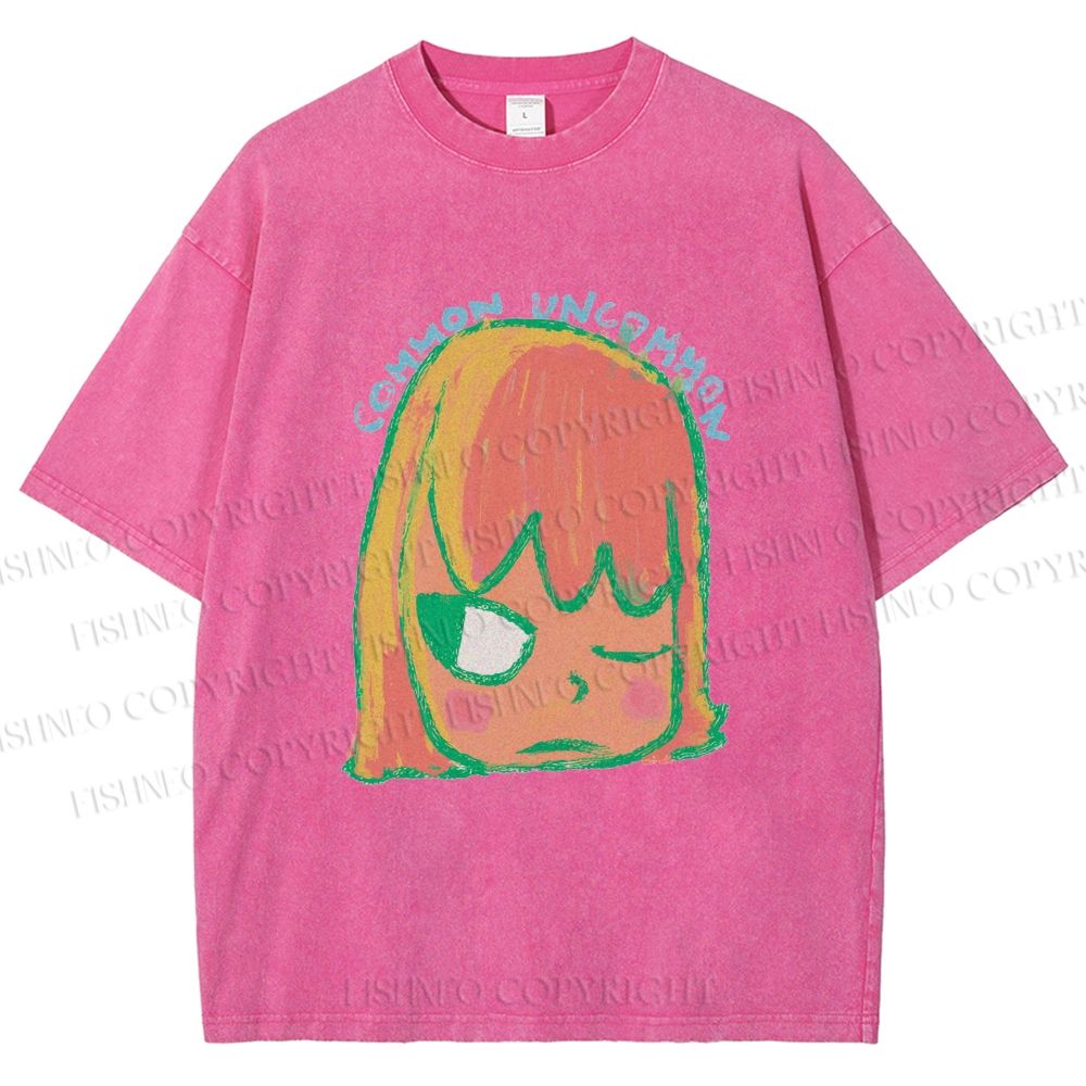Unisex Yoshitomo Nara Dolls Printed Washed Tee