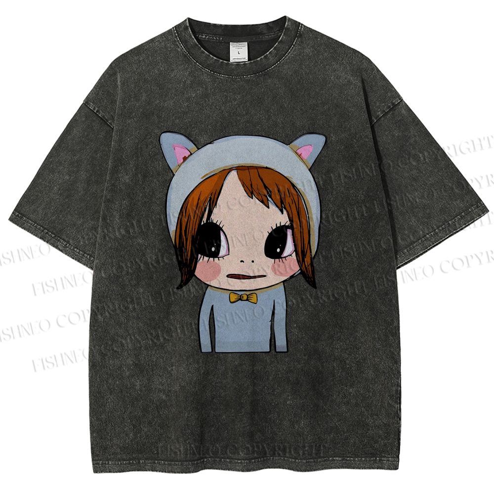 Unisex Yoshitomo Nara Dolls Printed Washed Tee