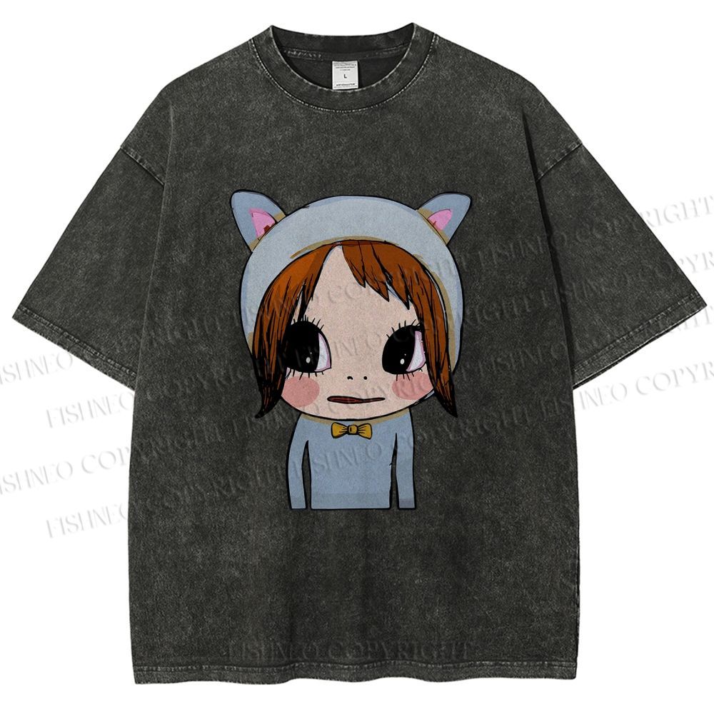 Unisex Yoshitomo Nara Dolls Printed Washed Tee