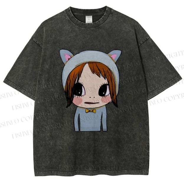 Unisex Yoshitomo Nara Dolls Printed Washed Tee