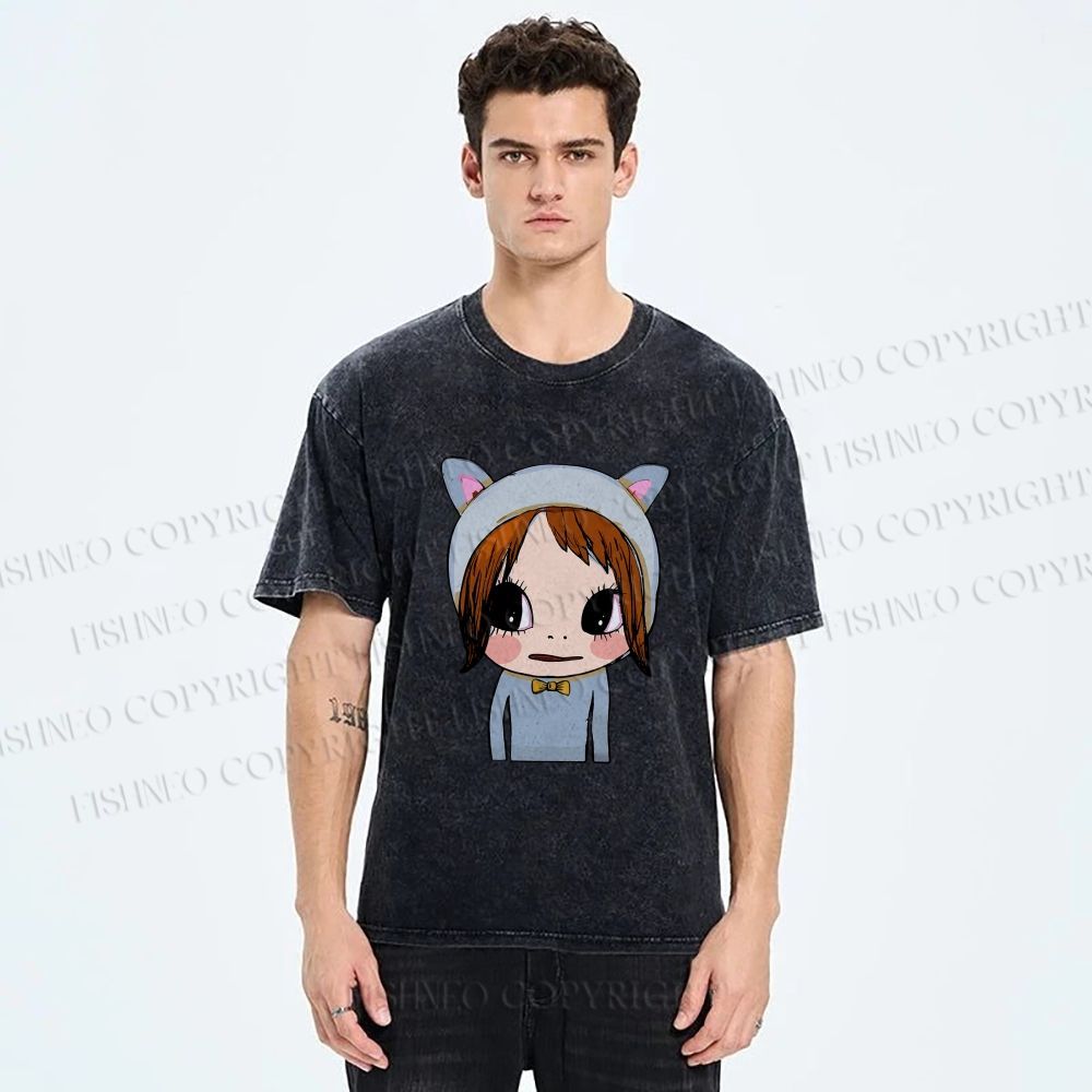 Unisex Yoshitomo Nara Dolls Printed Washed Tee