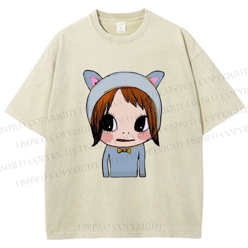 Unisex Yoshitomo Nara Dolls Printed Washed Tee