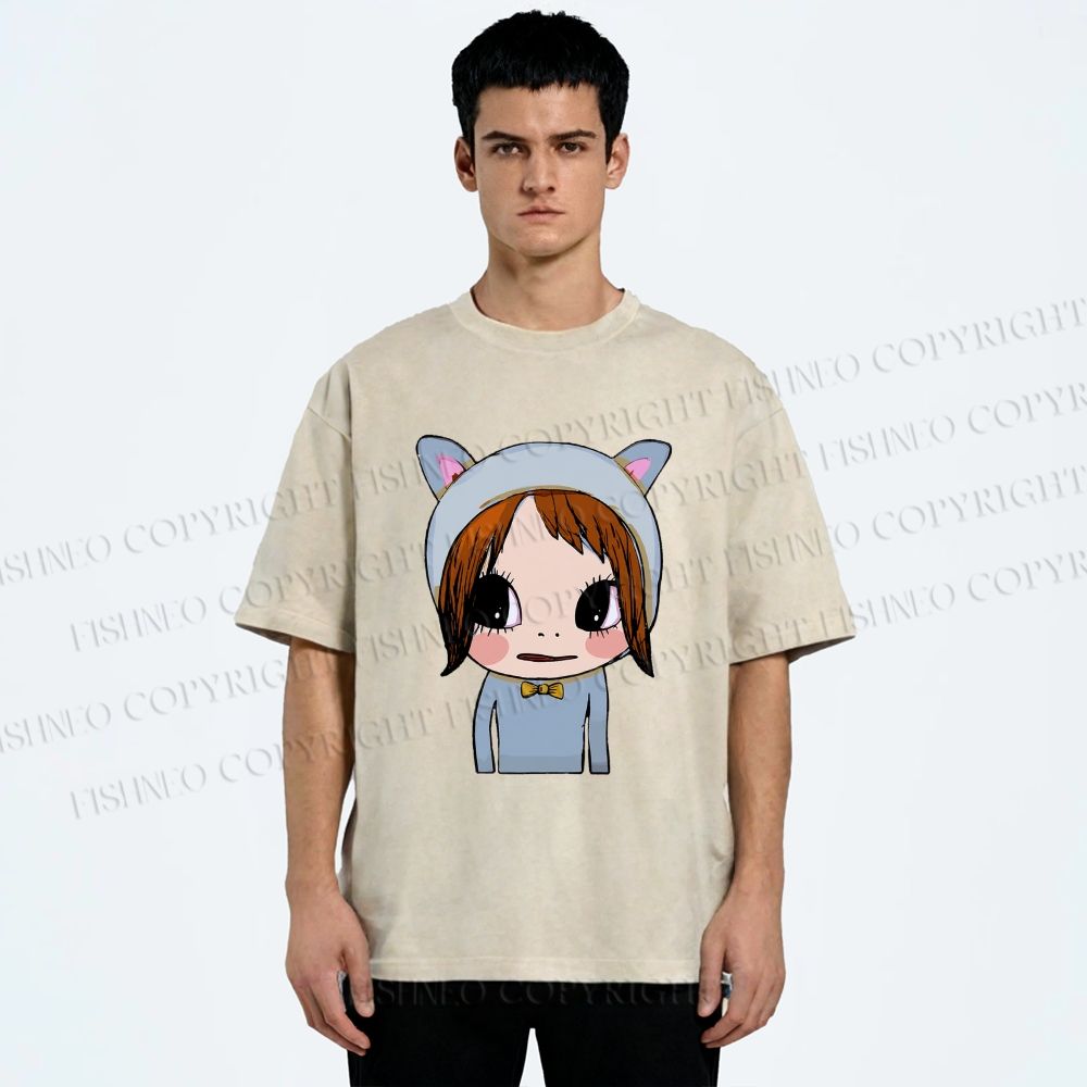 Unisex Yoshitomo Nara Dolls Printed Washed Tee