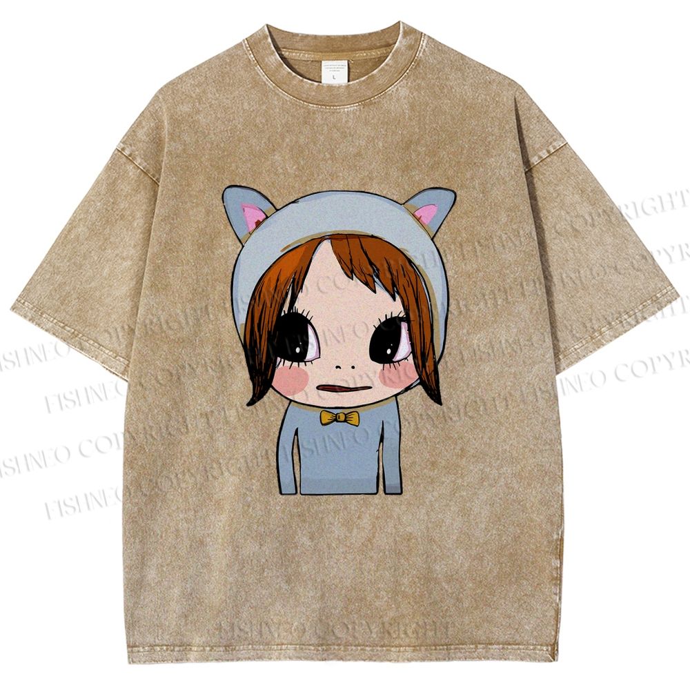 Unisex Yoshitomo Nara Dolls Printed Washed Tee