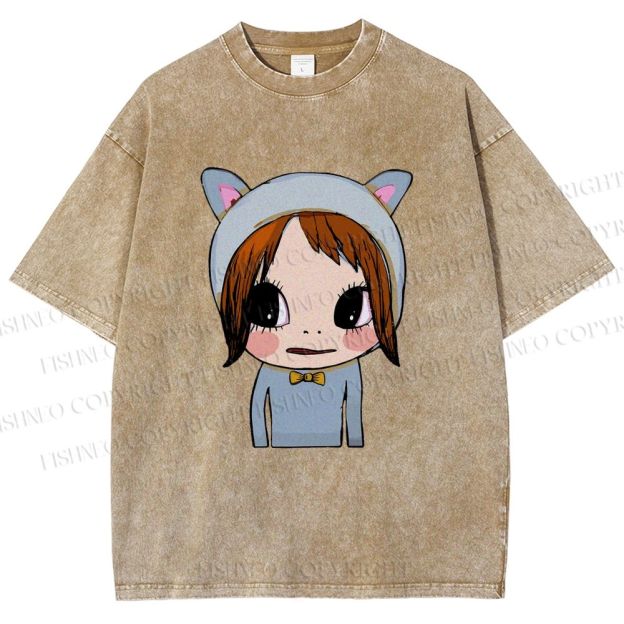 Unisex Yoshitomo Nara Dolls Printed Washed Tee