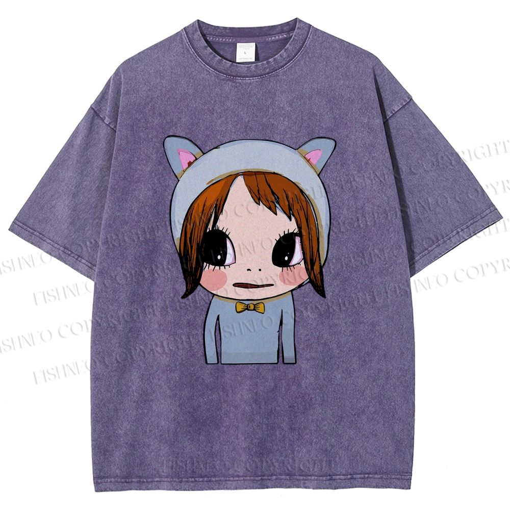 Unisex Yoshitomo Nara Dolls Printed Washed Tee