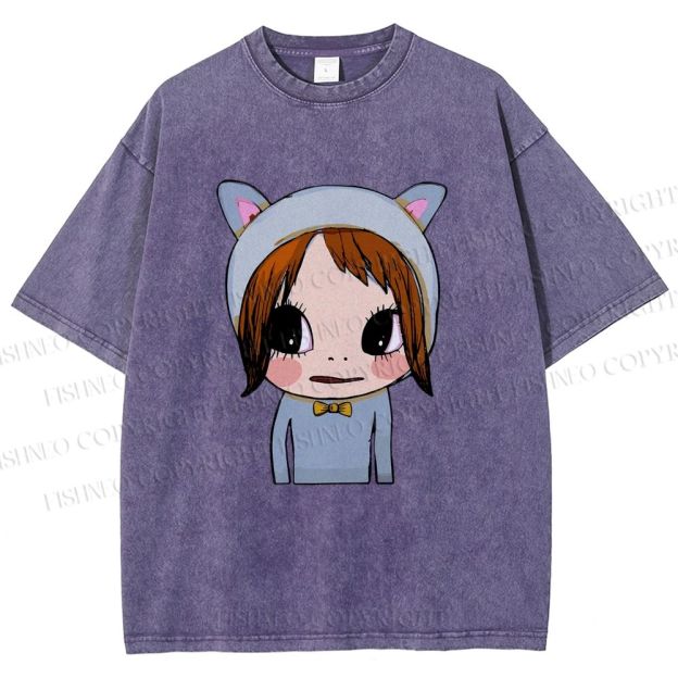 Unisex Yoshitomo Nara Dolls Printed Washed Tee