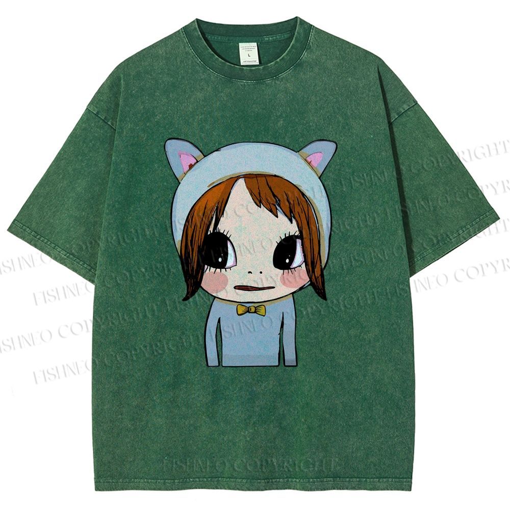 Unisex Yoshitomo Nara Dolls Printed Washed Tee