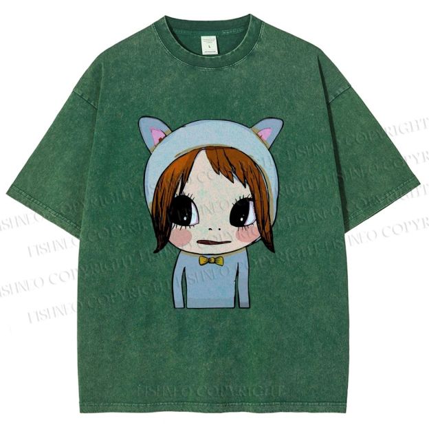 Unisex Yoshitomo Nara Dolls Printed Washed Tee