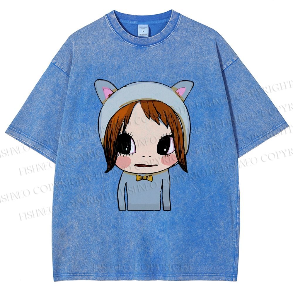 Unisex Yoshitomo Nara Dolls Printed Washed Tee