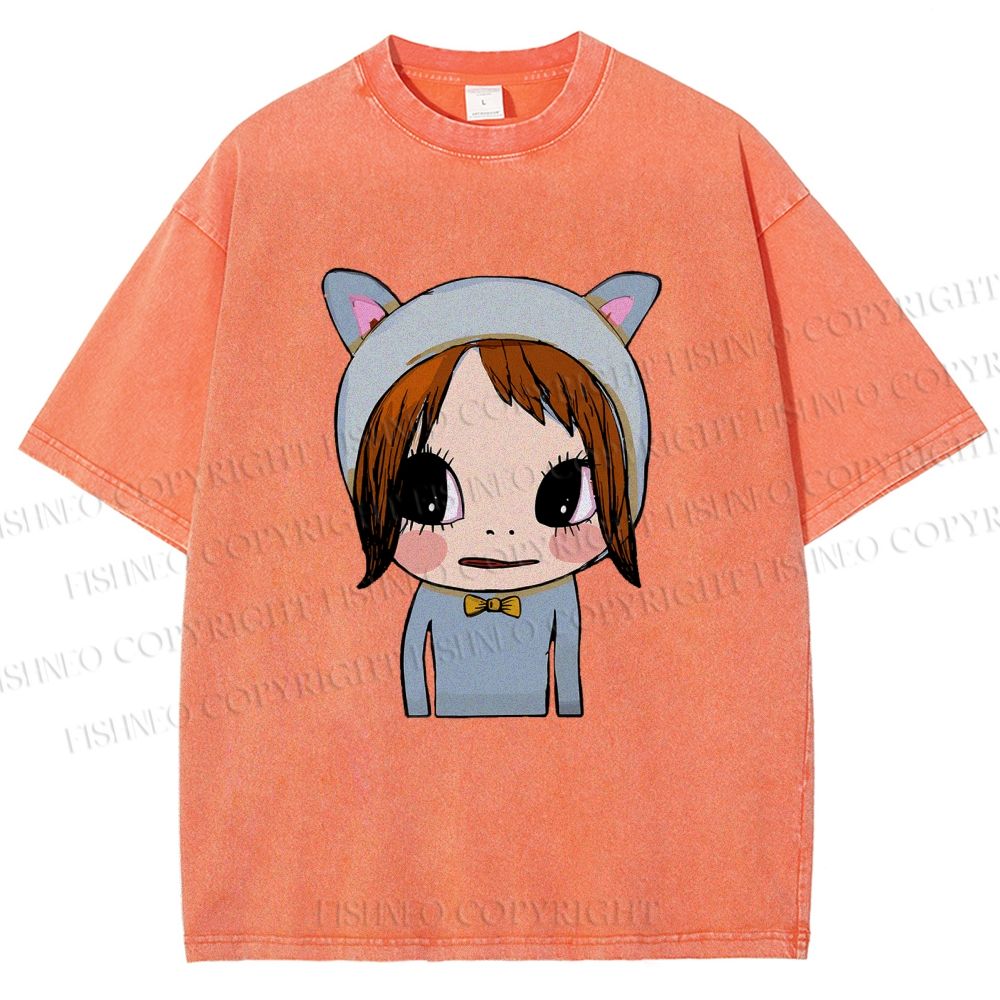 Unisex Yoshitomo Nara Dolls Printed Washed Tee