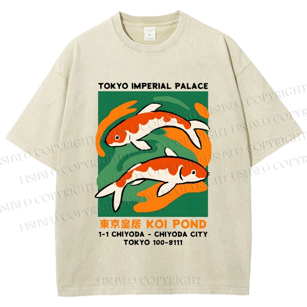 Unisex Tokyo Koi Printed Washed Tee