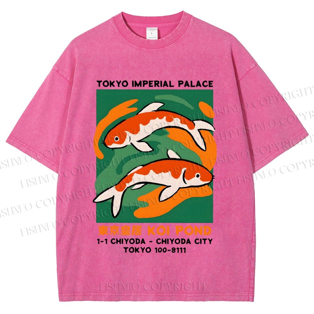 Unisex Tokyo Koi Printed Washed Tee