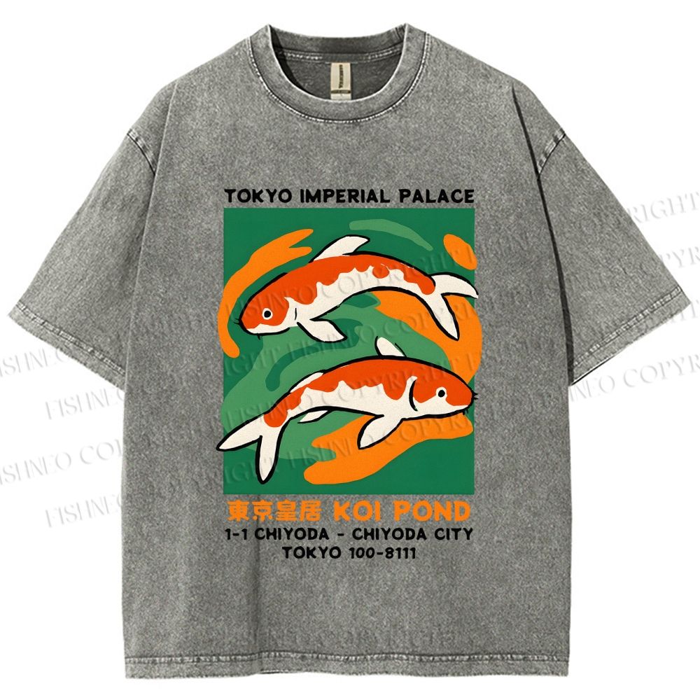 Unisex Tokyo Koi Printed Washed Tee
