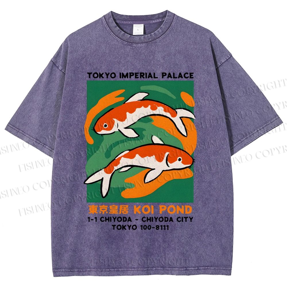 Unisex Tokyo Koi Printed Washed Tee