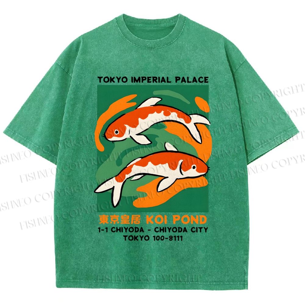 Unisex Tokyo Koi Printed Washed Tee