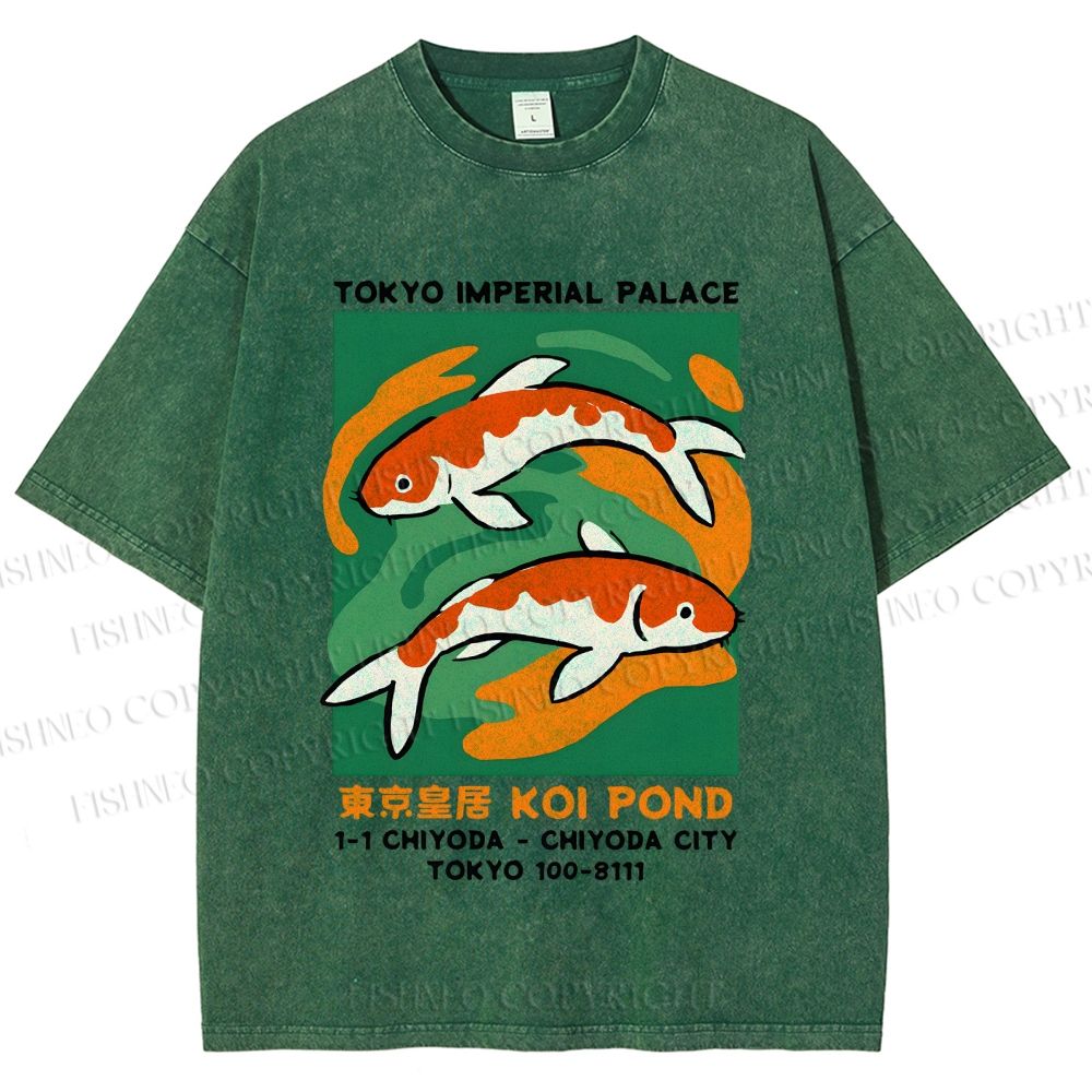 Unisex Tokyo Koi Printed Washed Tee