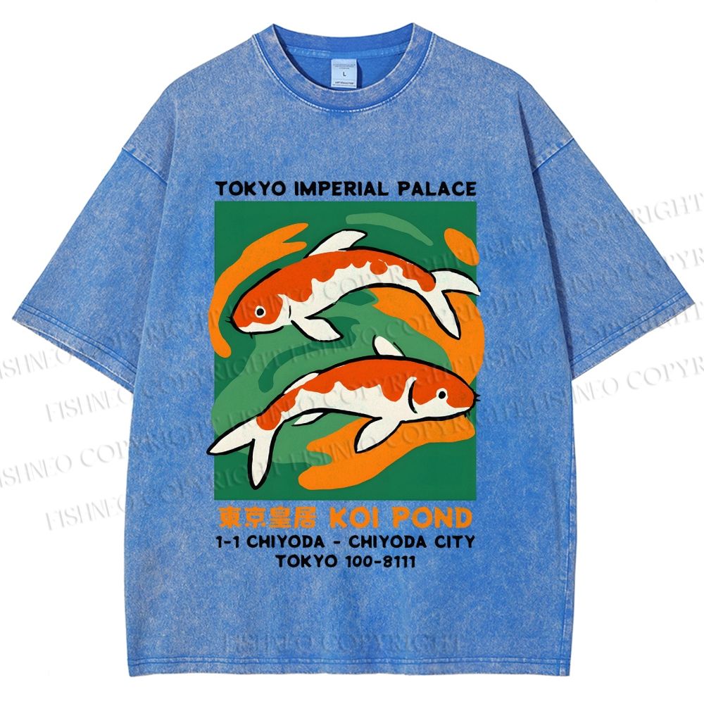 Unisex Tokyo Koi Printed Washed Tee