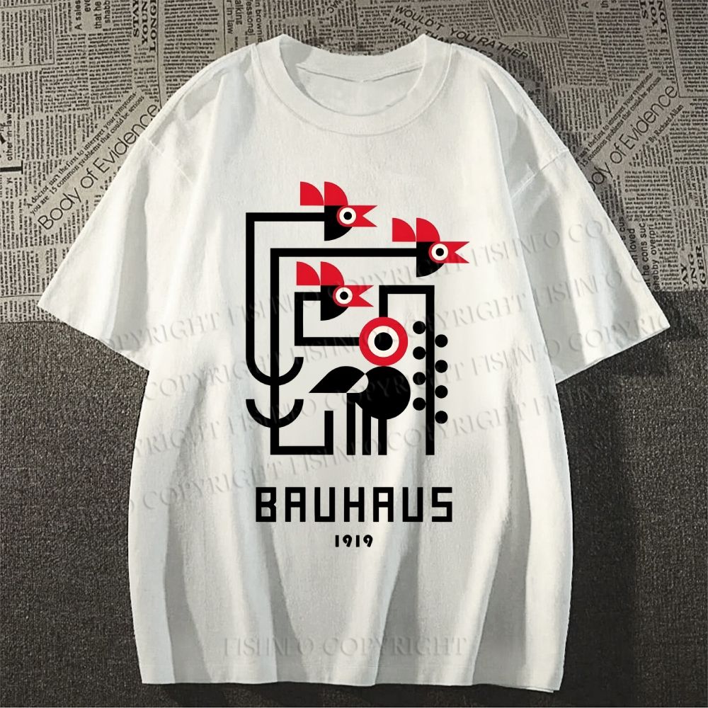 Unisex Classic Cotton Bauhaus Geometric Bird Printed T-shirt