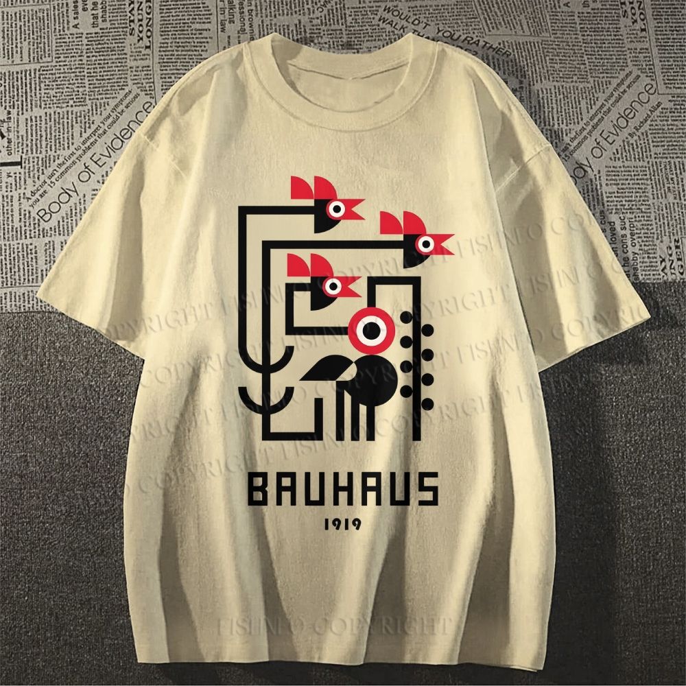 Unisex Classic Cotton Bauhaus Geometric Bird Printed T-shirt