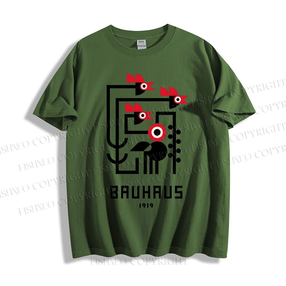 Unisex Classic Cotton Bauhaus Geometric Bird Printed T-shirt